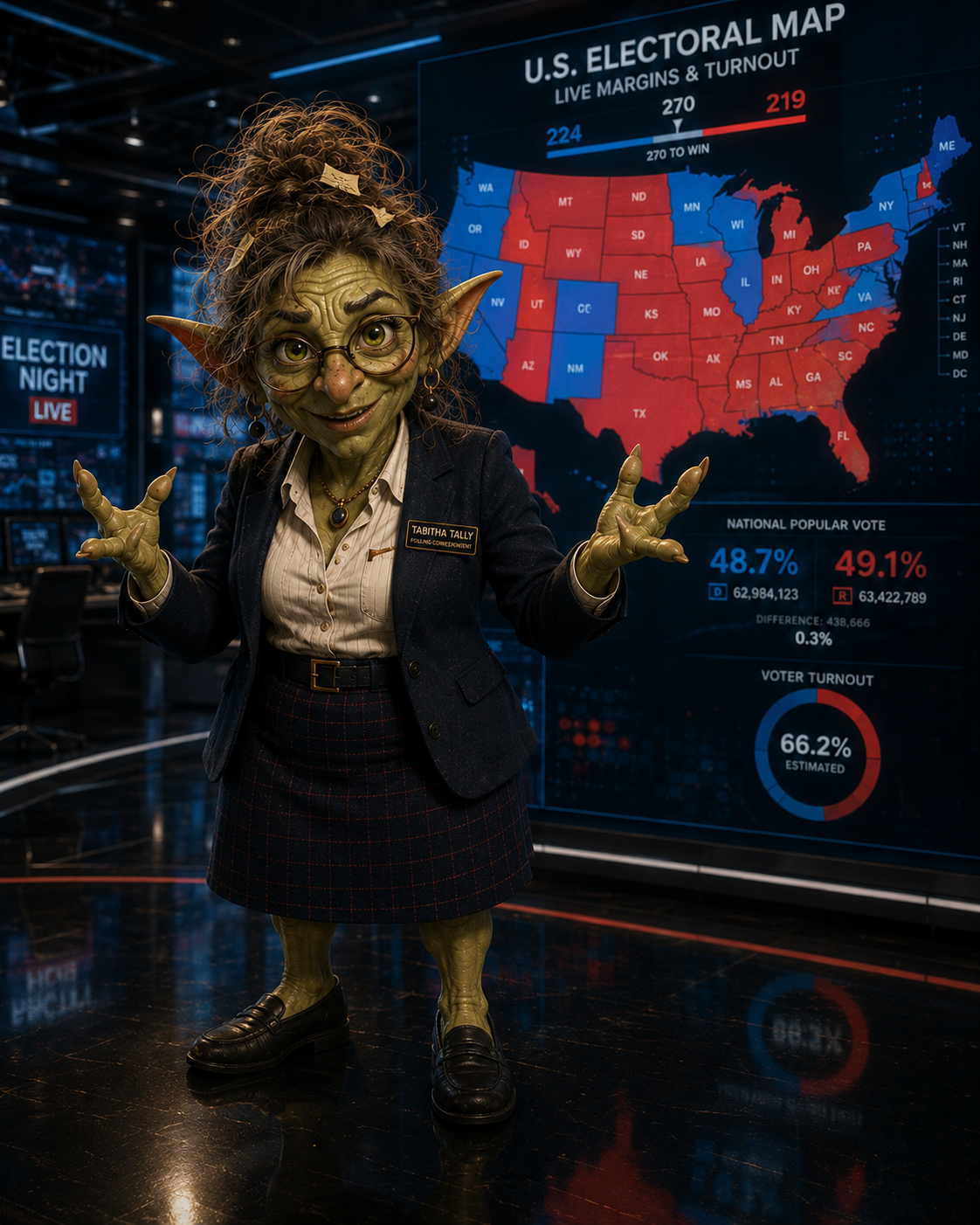 Tabitha Tally, FrontPage Crew polling correspondent