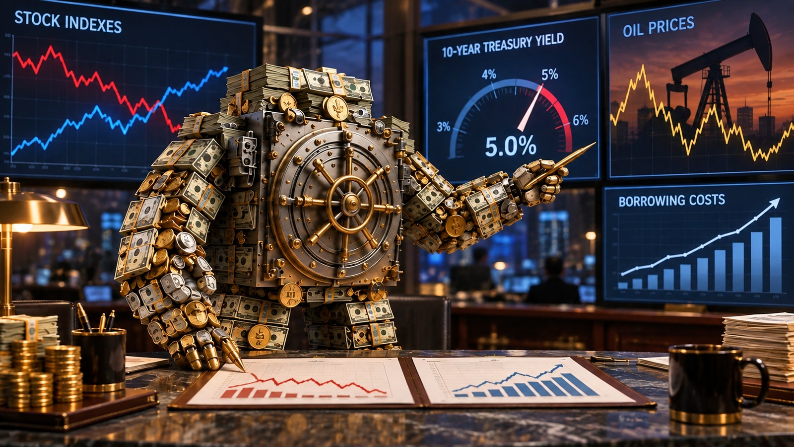 Stocks Finish Mixed as 10-Year Treasury Yield Reaches 5%
