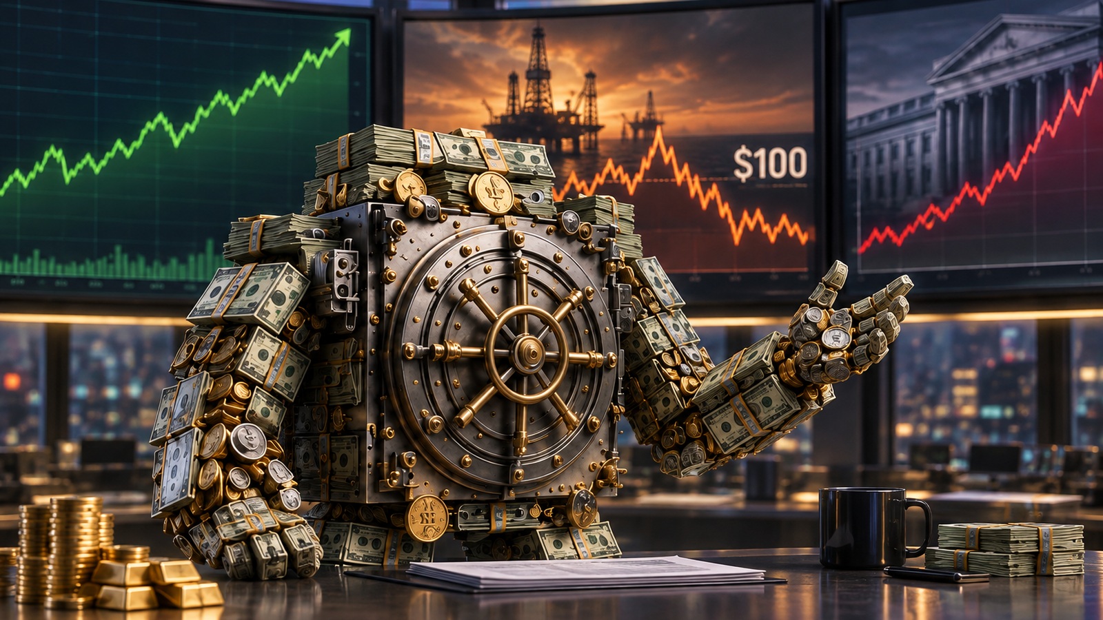 Wall Street Holds Near Record as Brent Oil Swings Around $100